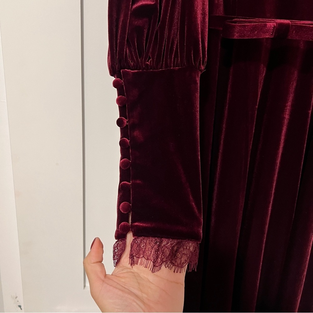 Nicola Bathie x Antonio Melani Velvet Helen Burgundy Midi Dress NWT 4 Holiday​ - Picture 4 of 7